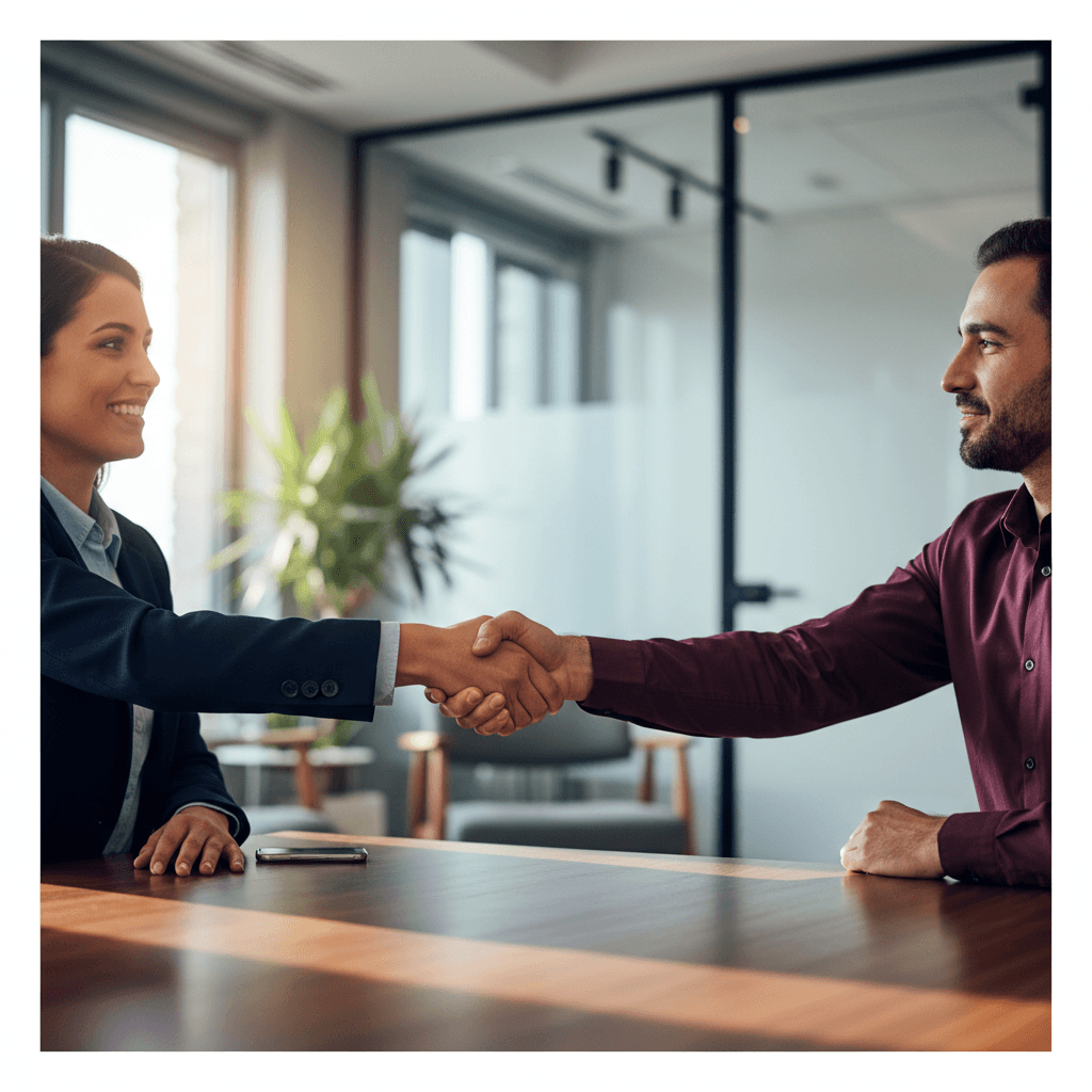 Professional handshake between construction business partners