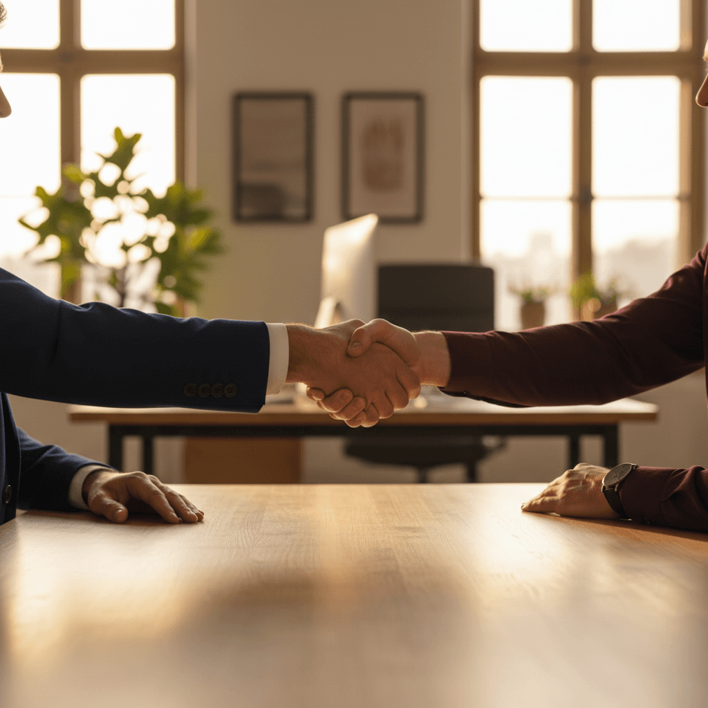 Professional handshake between business partners at construction site